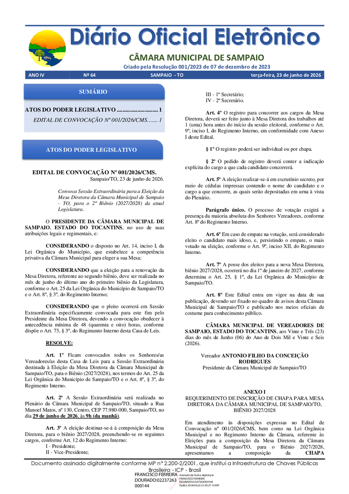 Diário Oficial N° 064