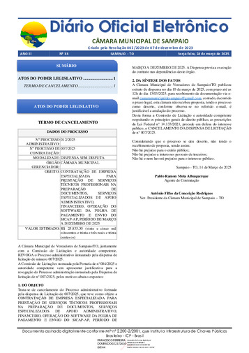 Diário Oficial - Edição 033